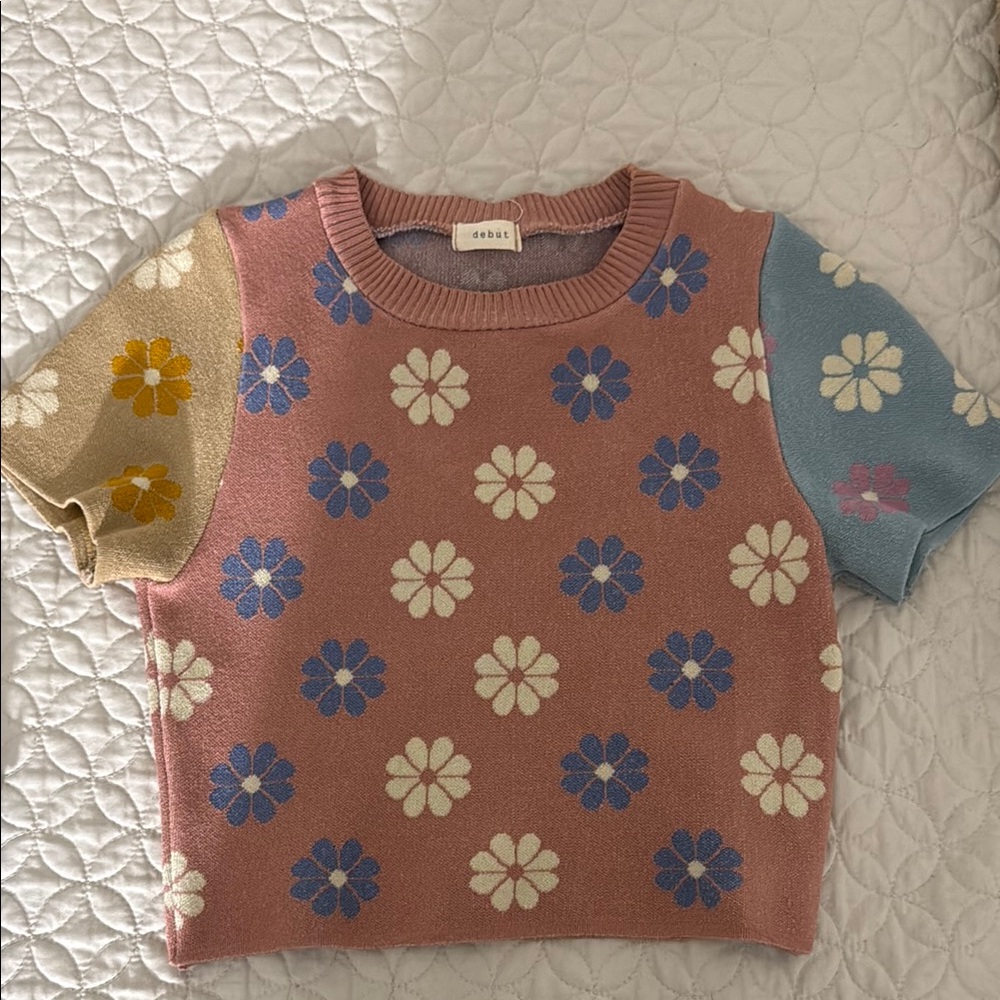 Oeuf Pink Floral Kids Sweater
